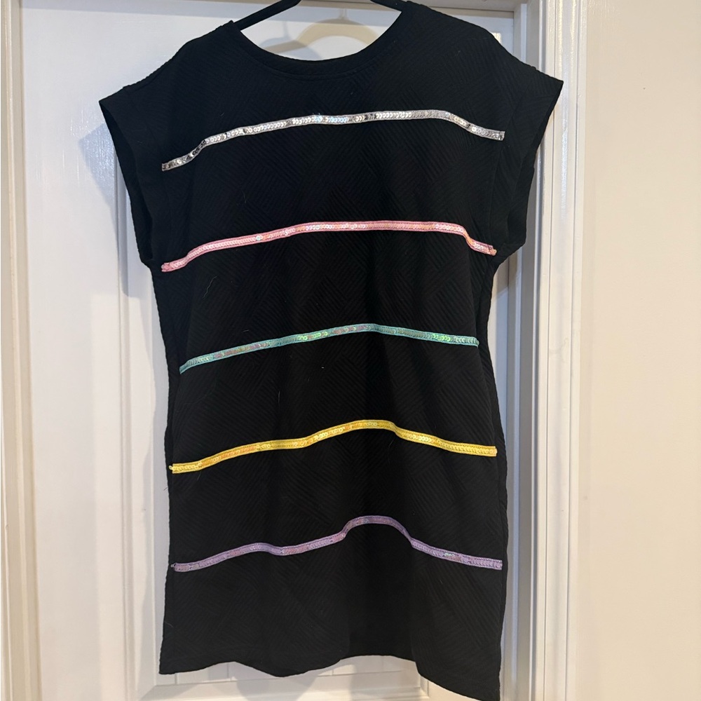 Entro Black Dress with Colorful Stripes